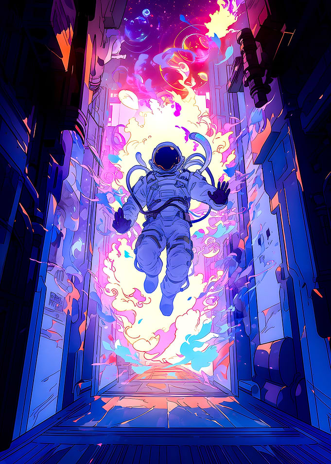 Space Neon Astronaut Fall