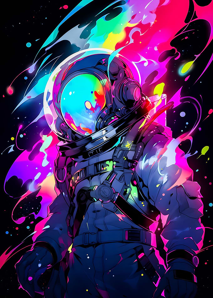 Space Neon Astronaut Fall