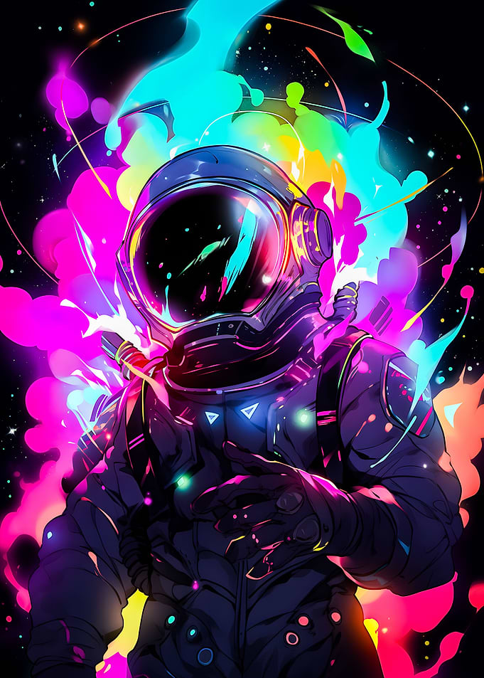 Space Neon Astronaut Fall