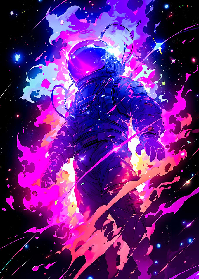 Space Neon Astronaut Fall