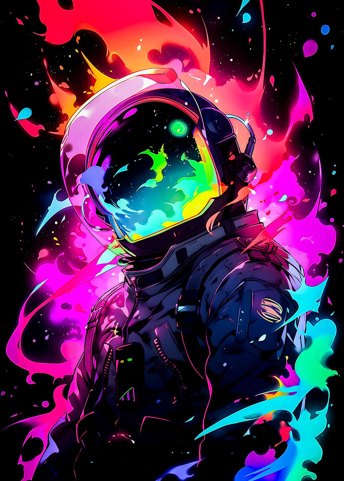 Space Neon Astronaut Fall
