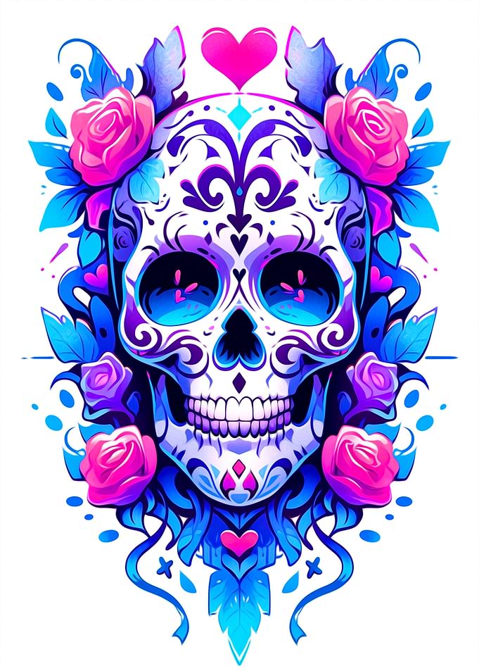 Skull and Flower