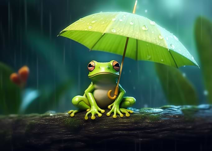 Happy Frog Rain Cute