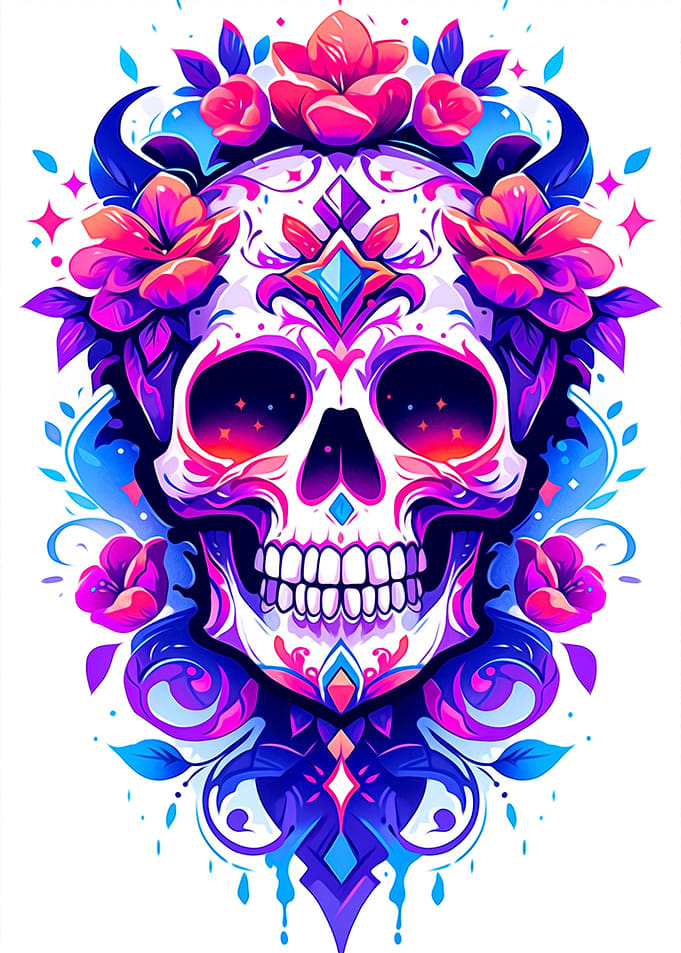 Skull and Flower