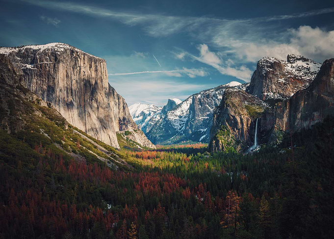 Autumn in winter mountain