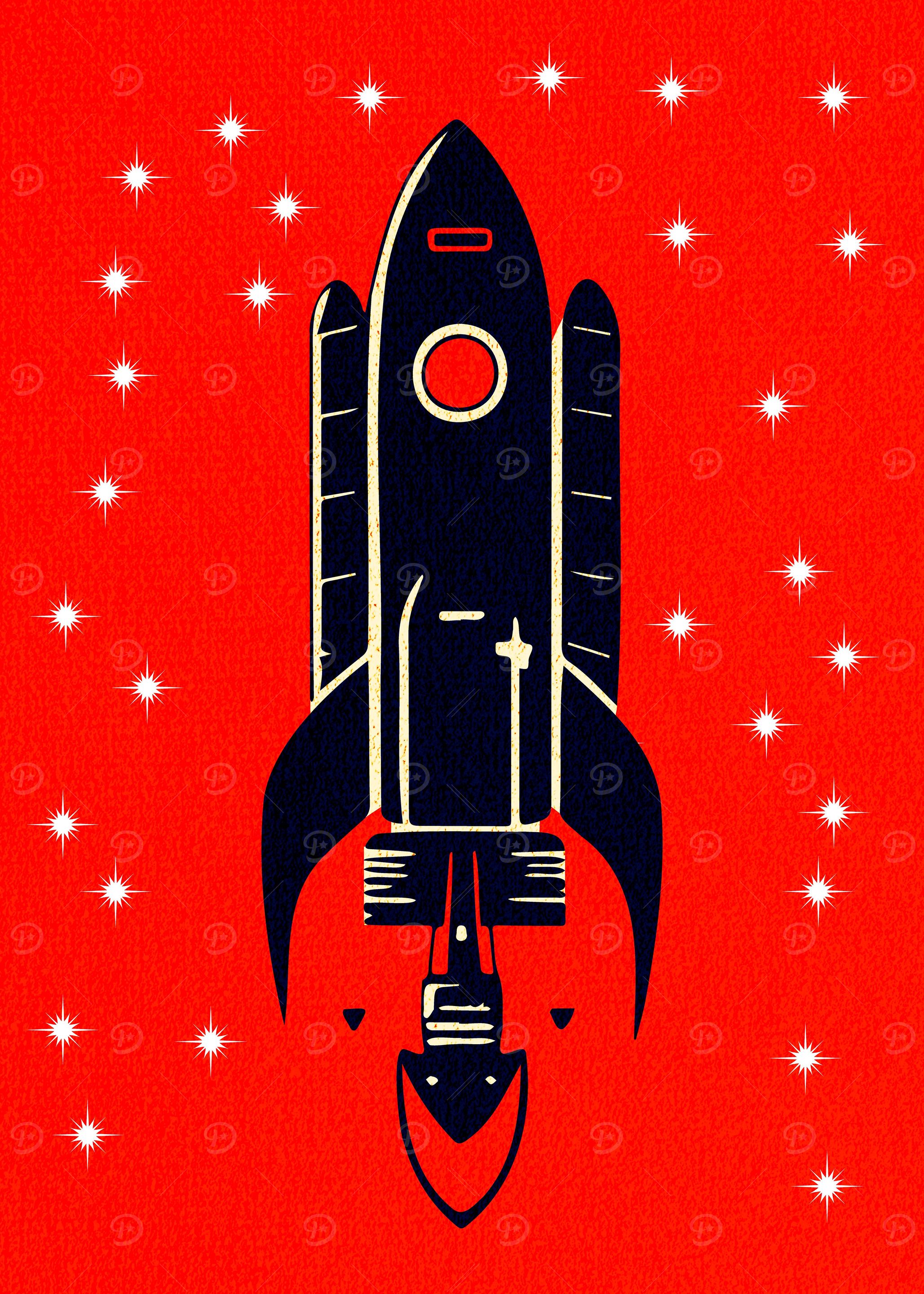ASTRONAUT Red Star Rocket