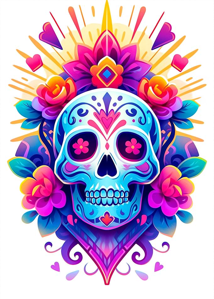 Skull and Flower