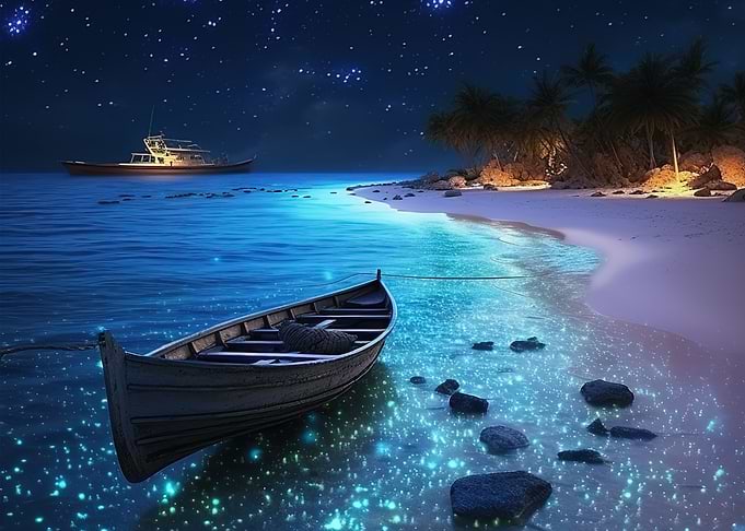 boat night moon