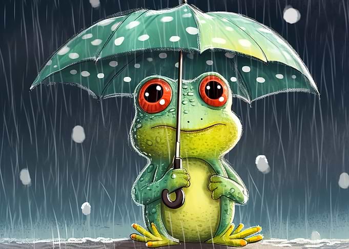 Happy Frog Rain Cute