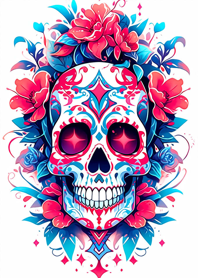 Skull and Flower