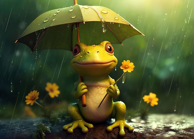 Happy Frog Rain Cute