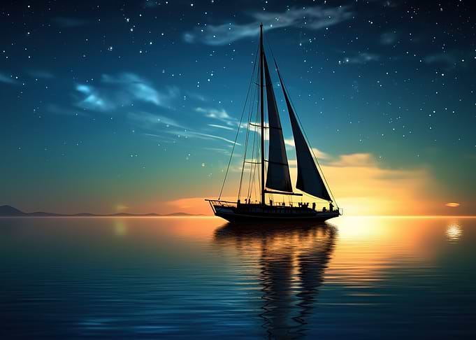 boat night moon