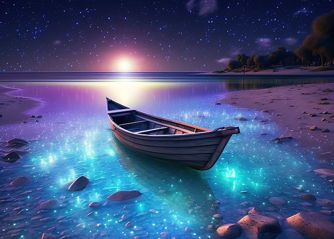 boat night moon