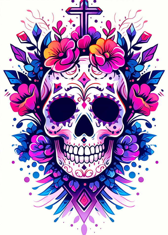 Skull and Flower