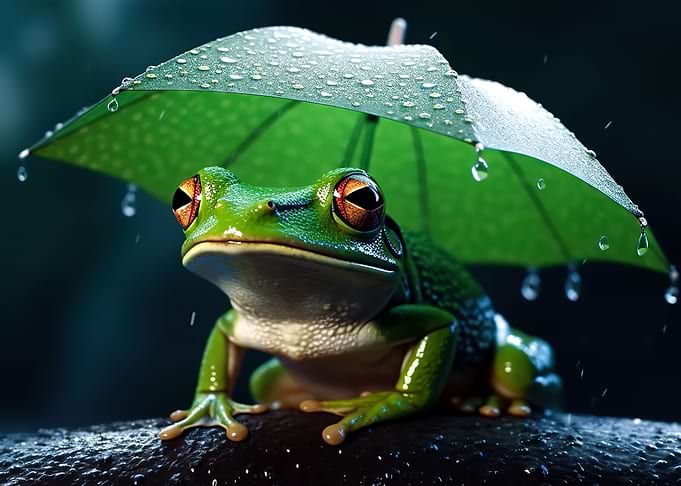 Happy Frog Rain Cute