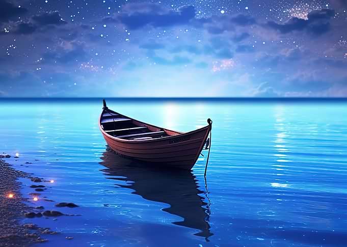 boat night moon