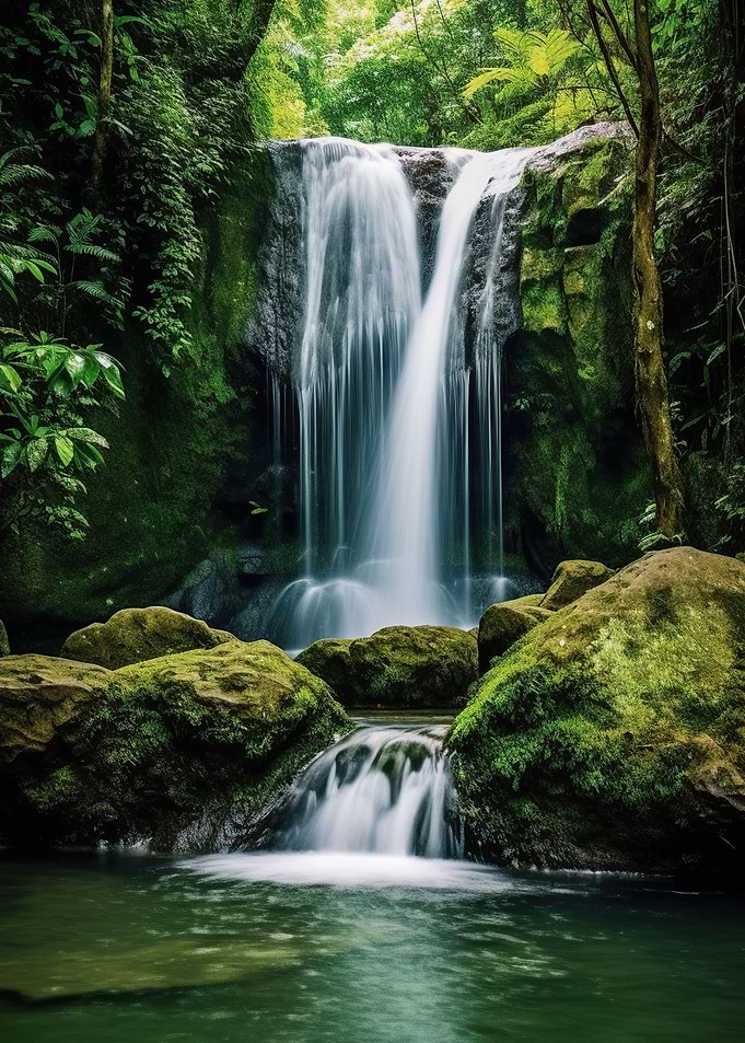 waterfall in forest nature