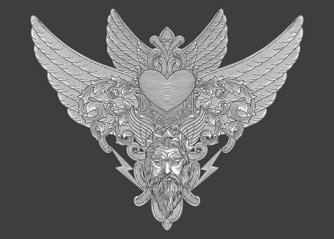 heart with wings and zeus