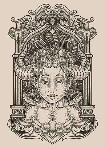 demonic angel engraving
