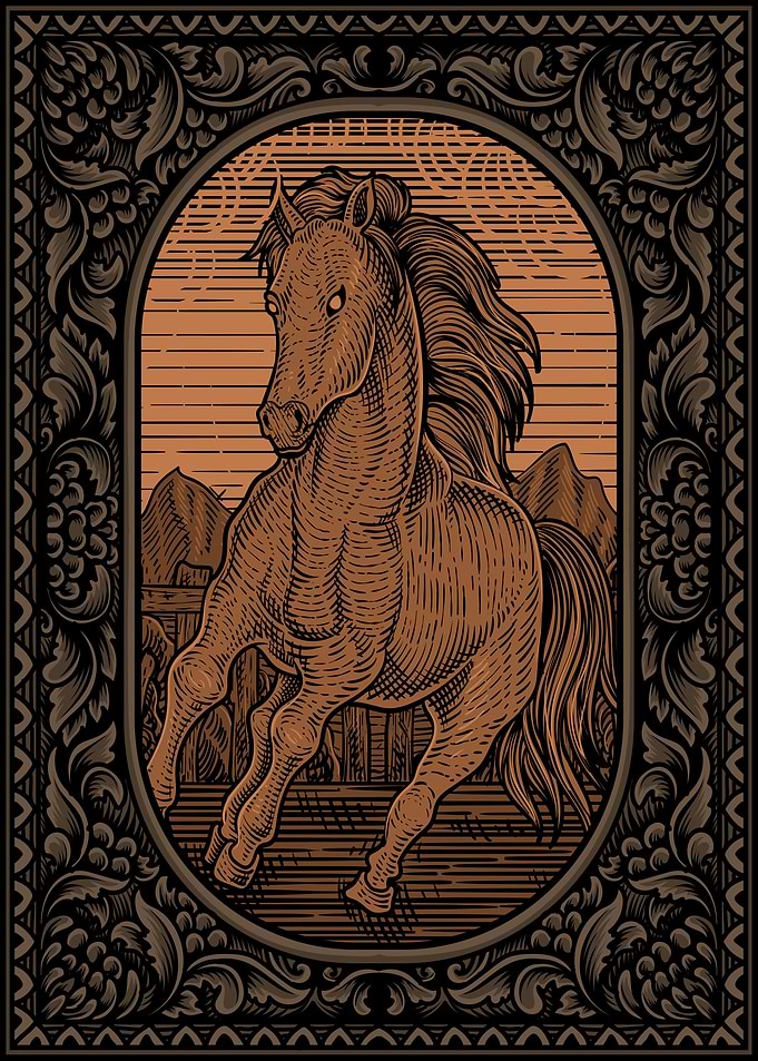 vintage horse engraving