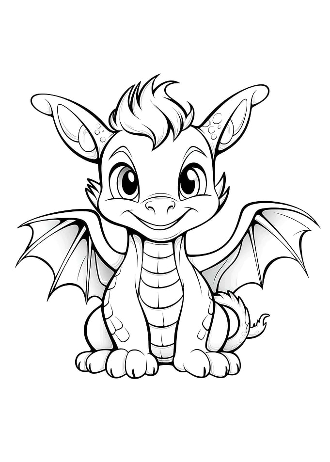 cute dragon black white
