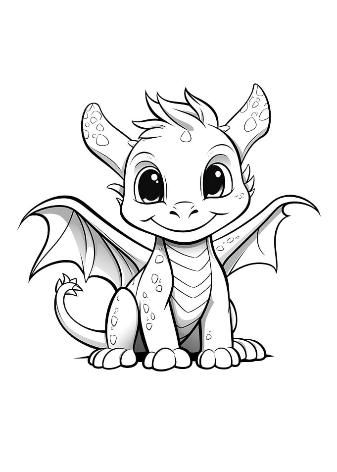 cute dragon black white