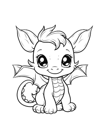 cute dragon black white