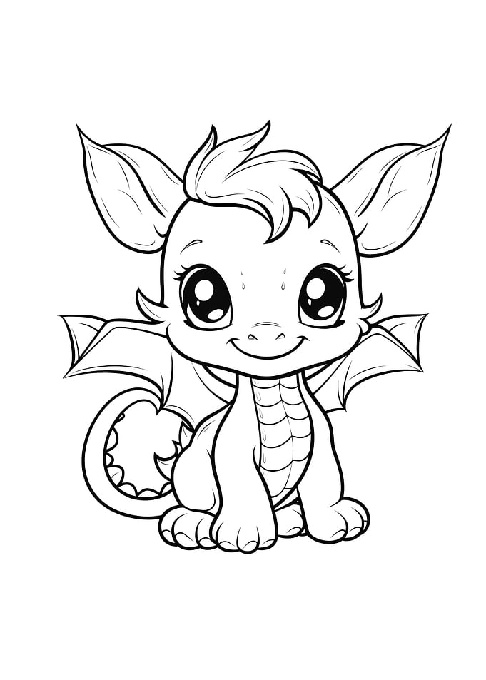 cute dragon black white