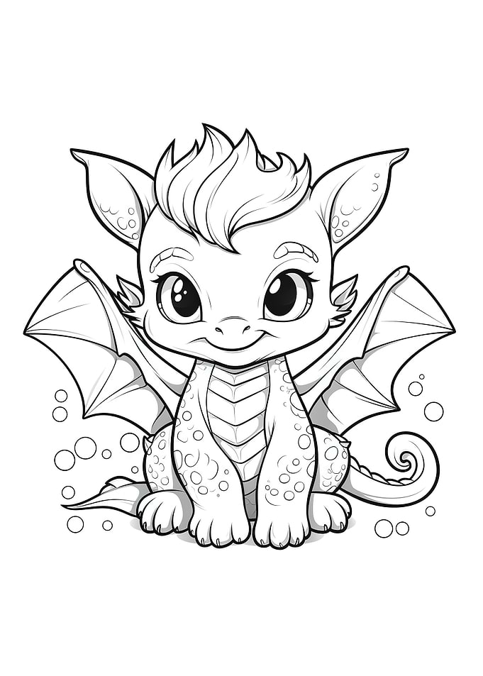 cute dragon black white