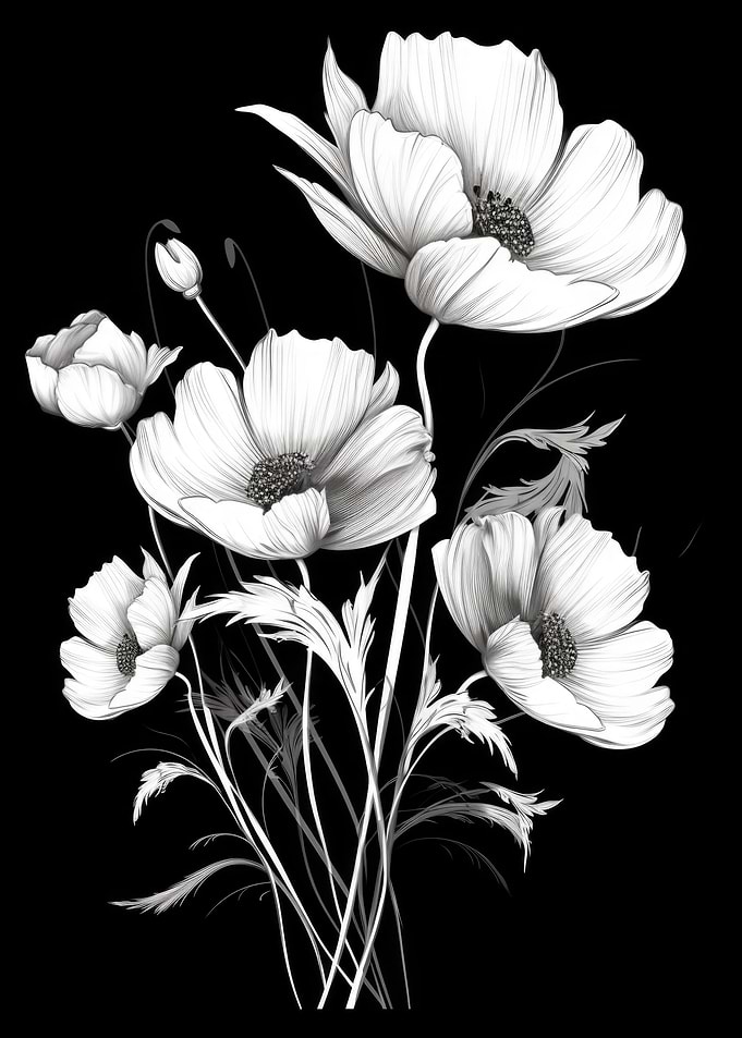 Flowers Black and White