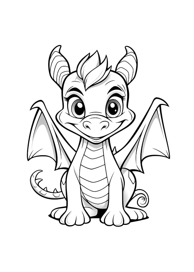 cute dragon black white