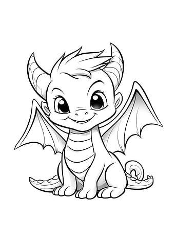 cute dragon black white