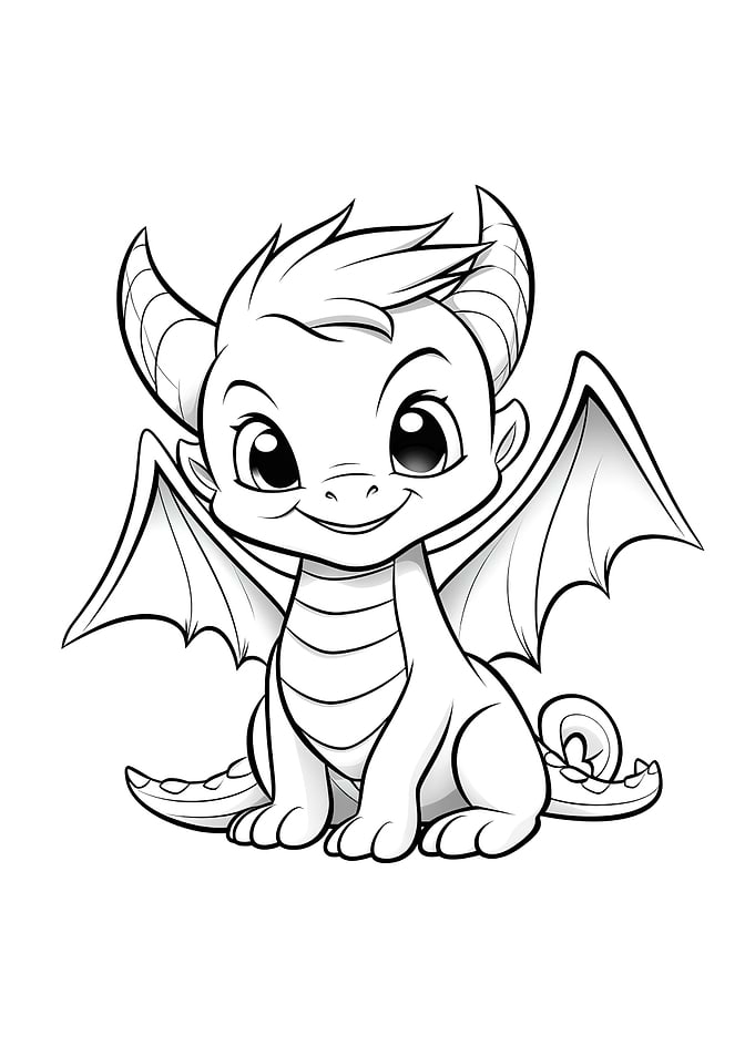 cute dragon black white