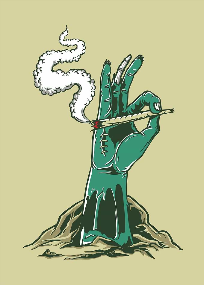 Marijuana in Zombies Hand