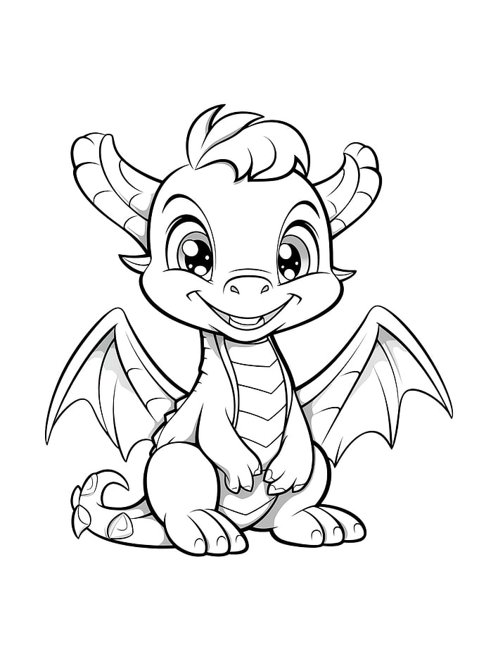 cute dragon black white