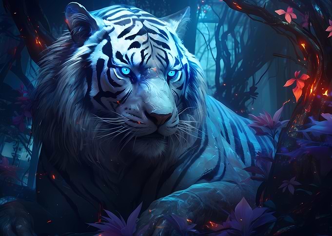 ferocious white tiger