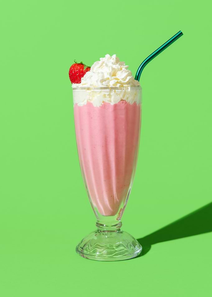 Strawberry milkshake glass