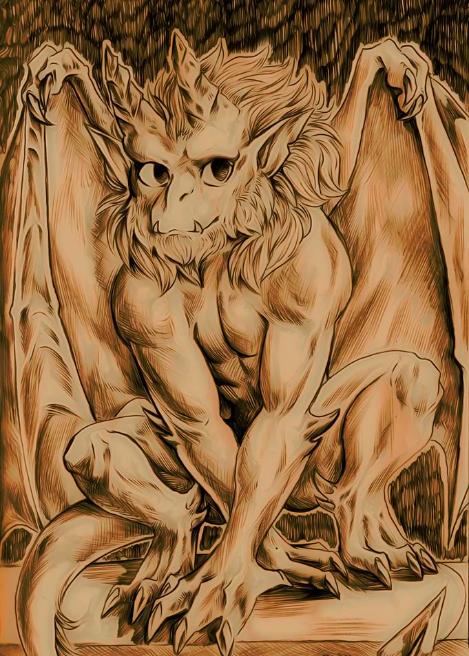 Crouching gargoyle