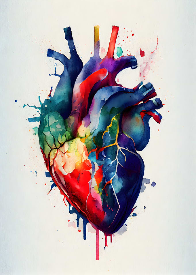 Watercolor Human Heart