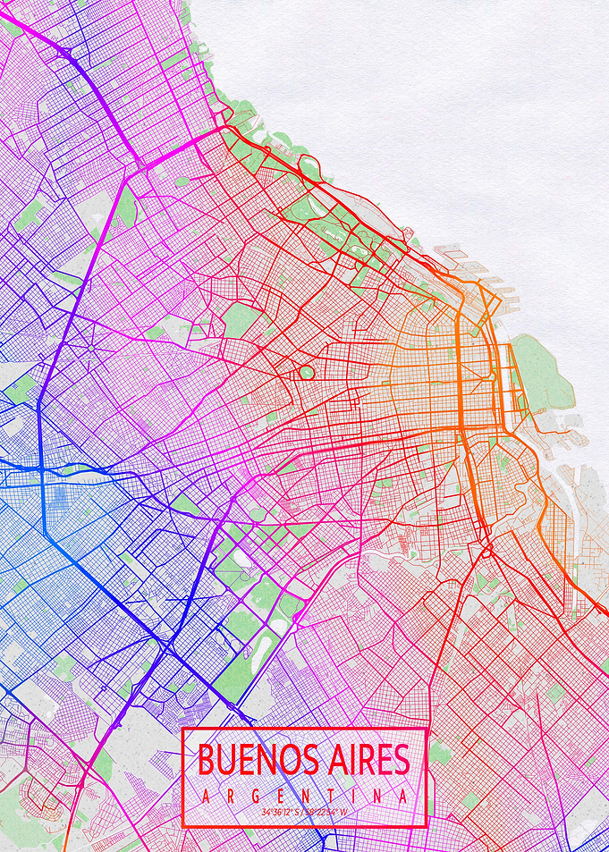 Buenos Aires Map Colorful