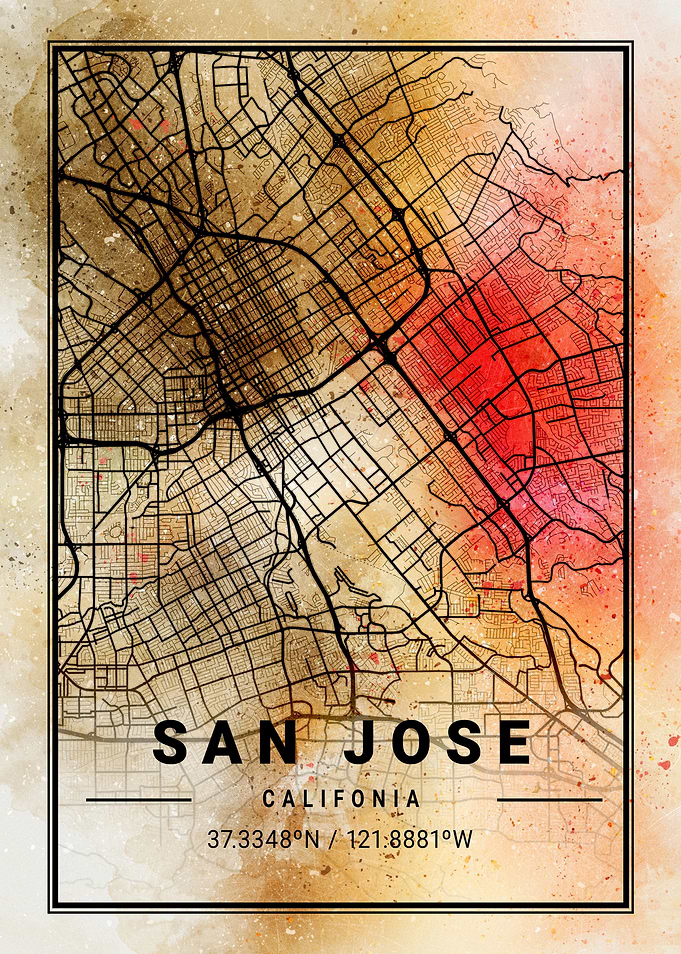 San Jose Ara WatercolorMap