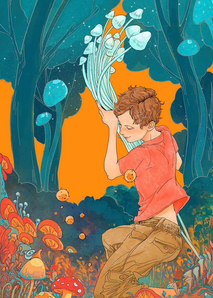 Boy in the magic forest
