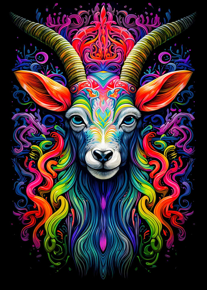 Psychedelic Goat Neon