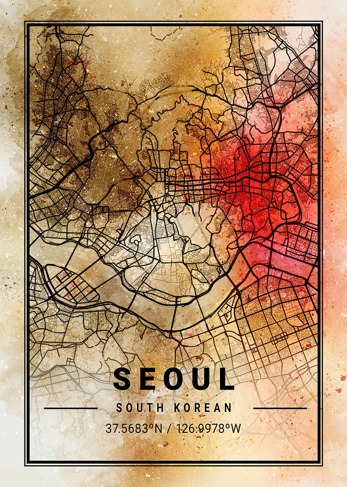 Seoul Ara Watercolor Map