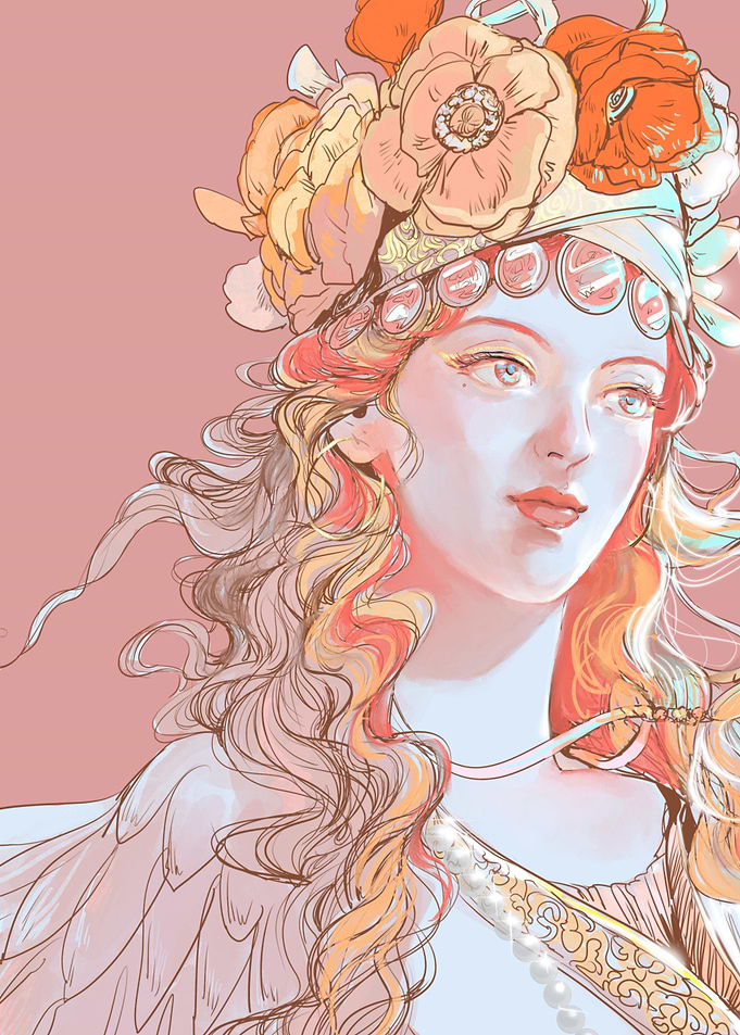 A woman with flower crown