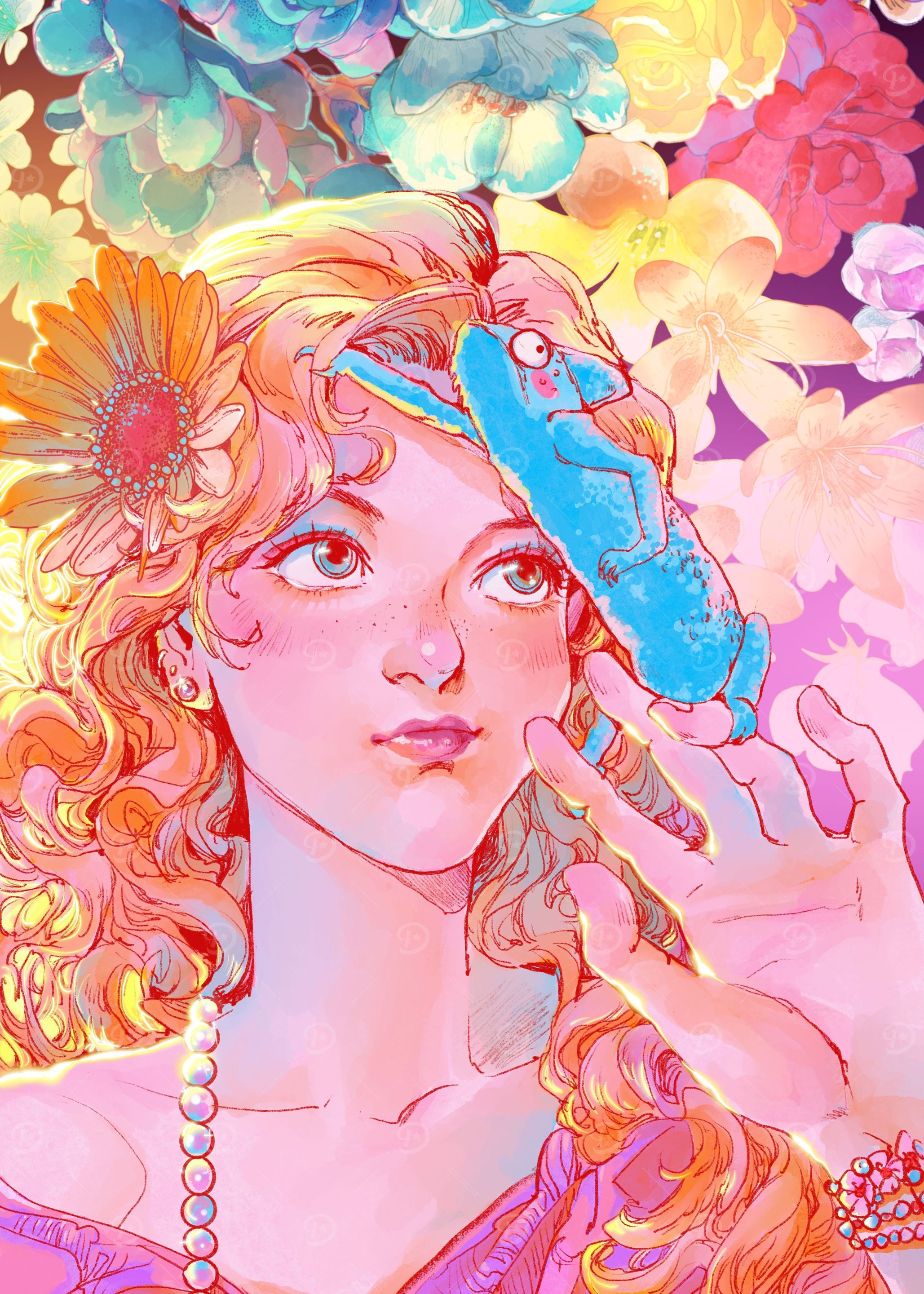 Chameleon and girl