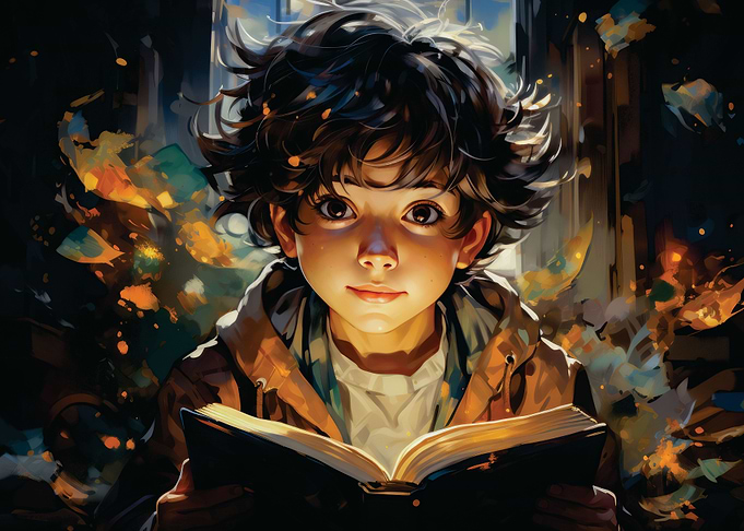 child reading a book