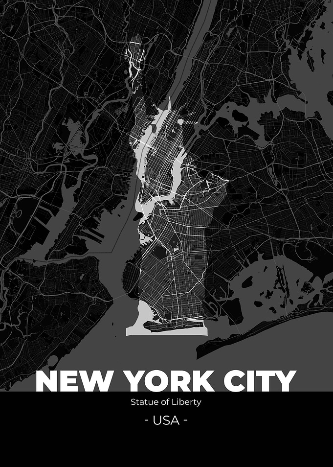 New York City Map Black
