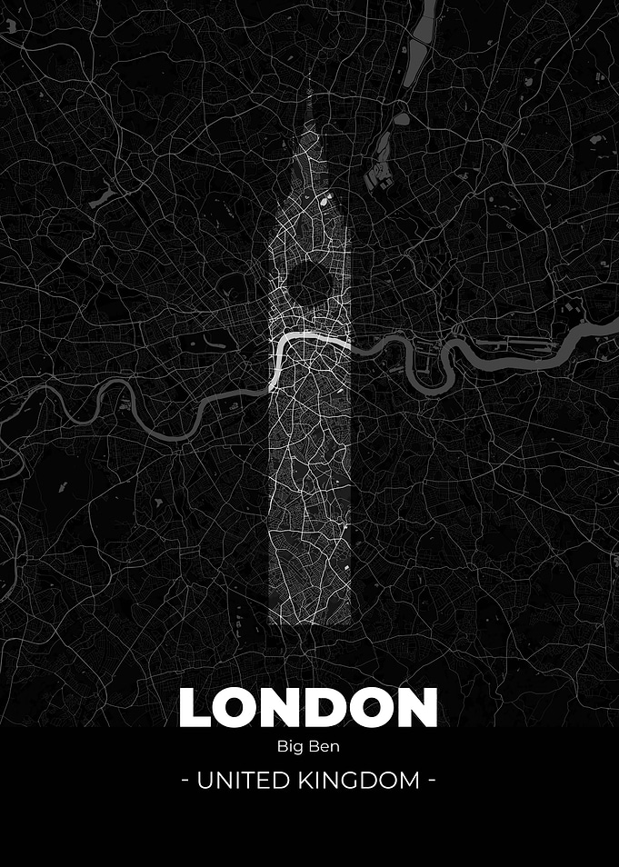 London City Map Black