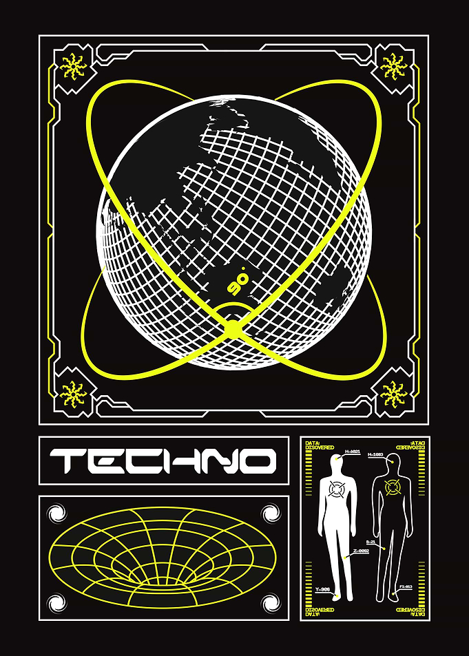 Hand drawn Techno